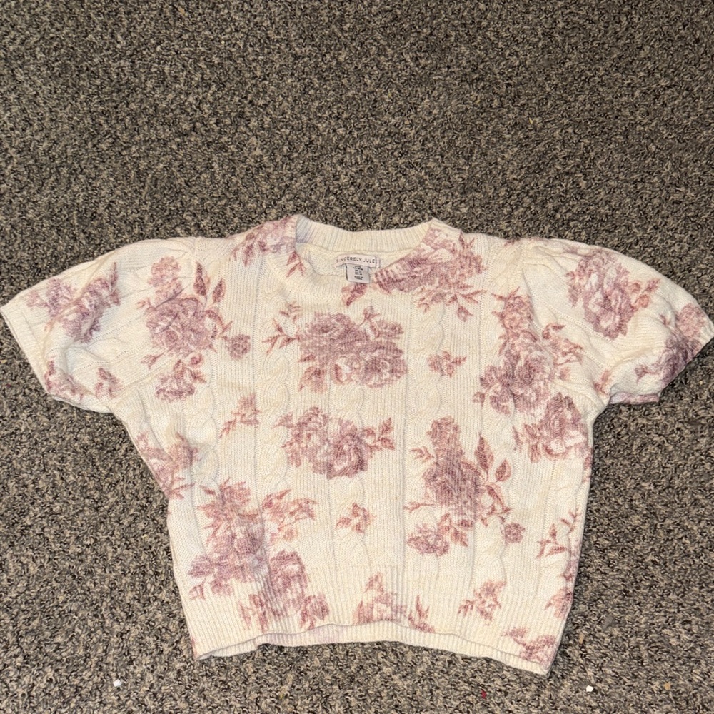 Sincerely Jules Floral Sweater in Cream and Pink